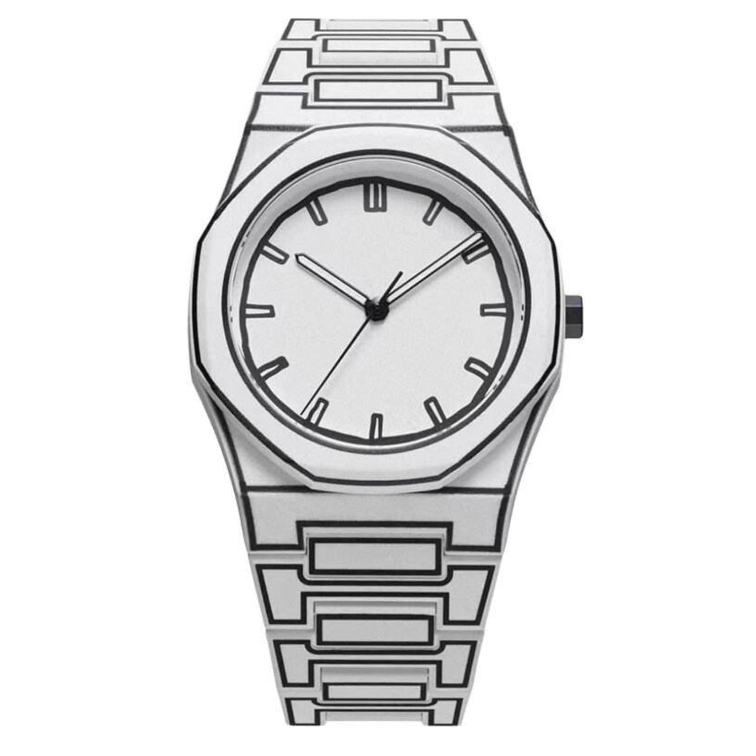 PAPIO Modern Minimalist Polycarbon Unisex Watch, White WHITE-BLACK