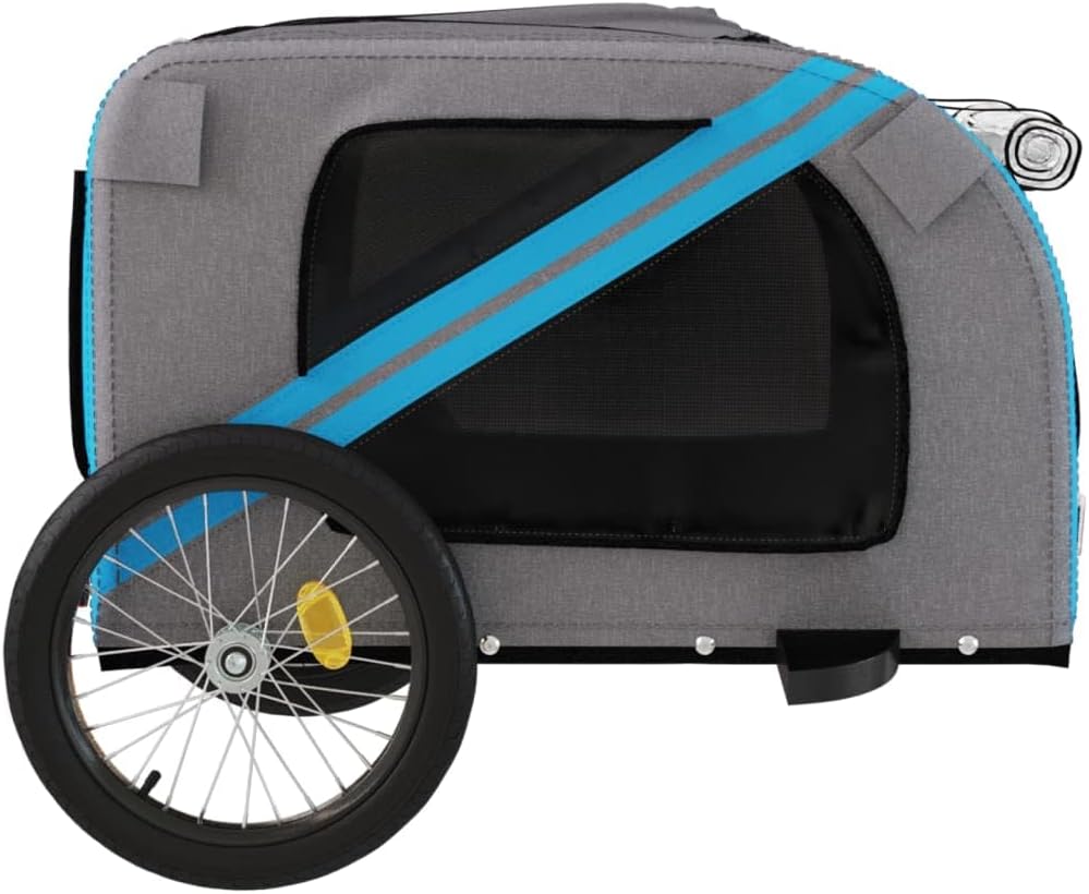 vidaXL Pet Bike Trailer Blue and Grey Oxford Fabric and Iron
