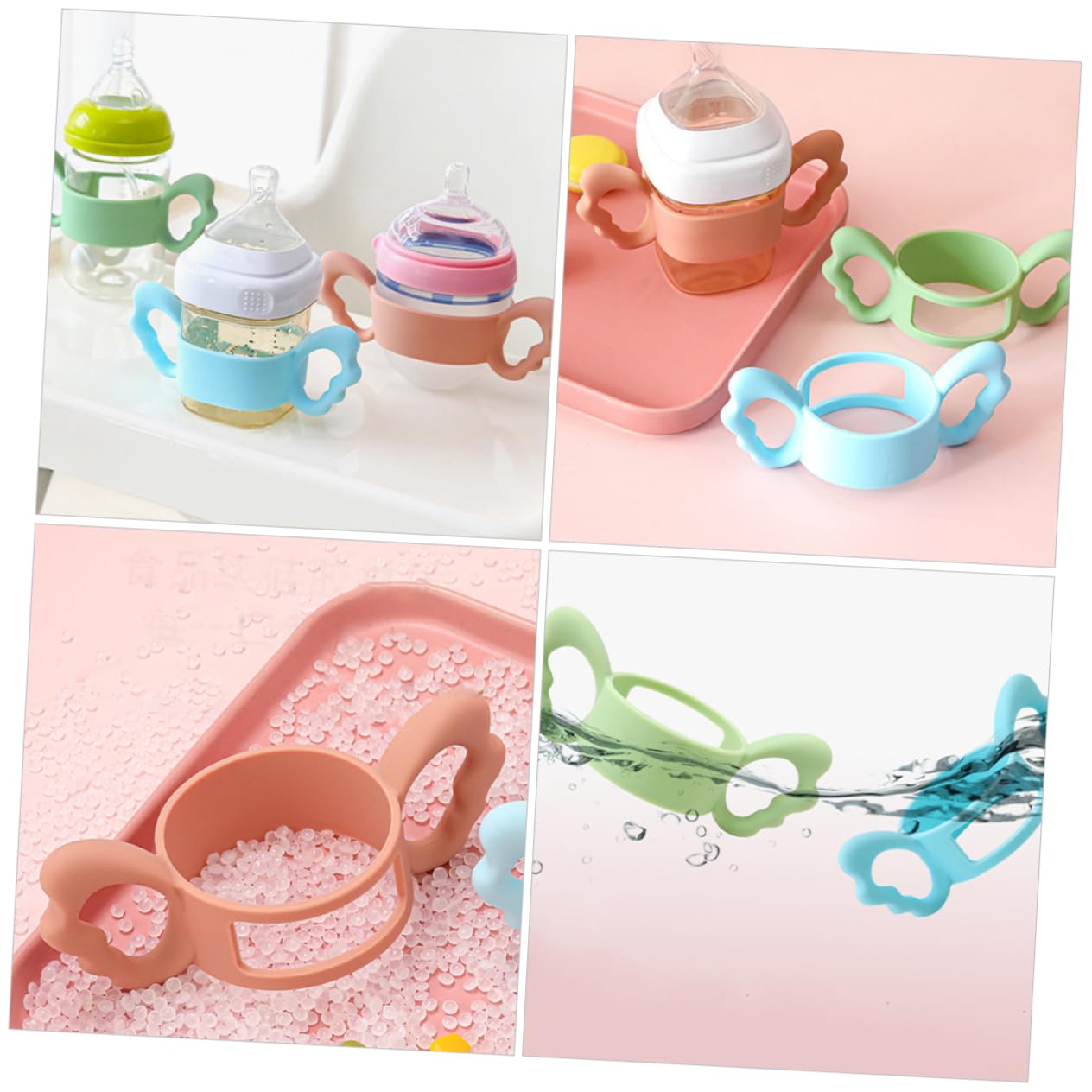 4pcs Silicone Handles Grip for Toddlers 6cm Wide Compatible Infant and Bottles Easy to Hold and Use