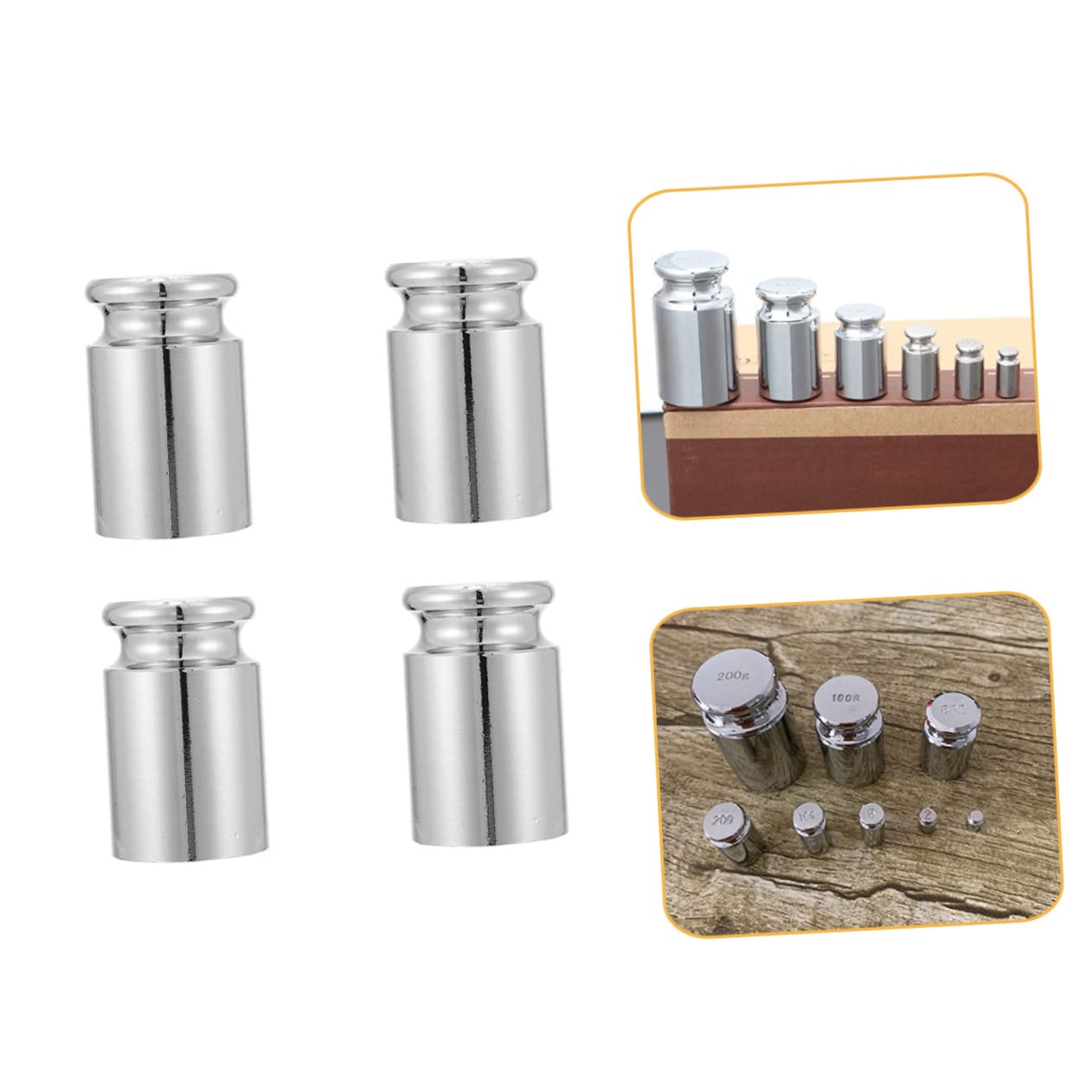MUCKLILY 4pcs Chrome Plated Weights Calibration Weights for Scale Calibration for Digital Scale