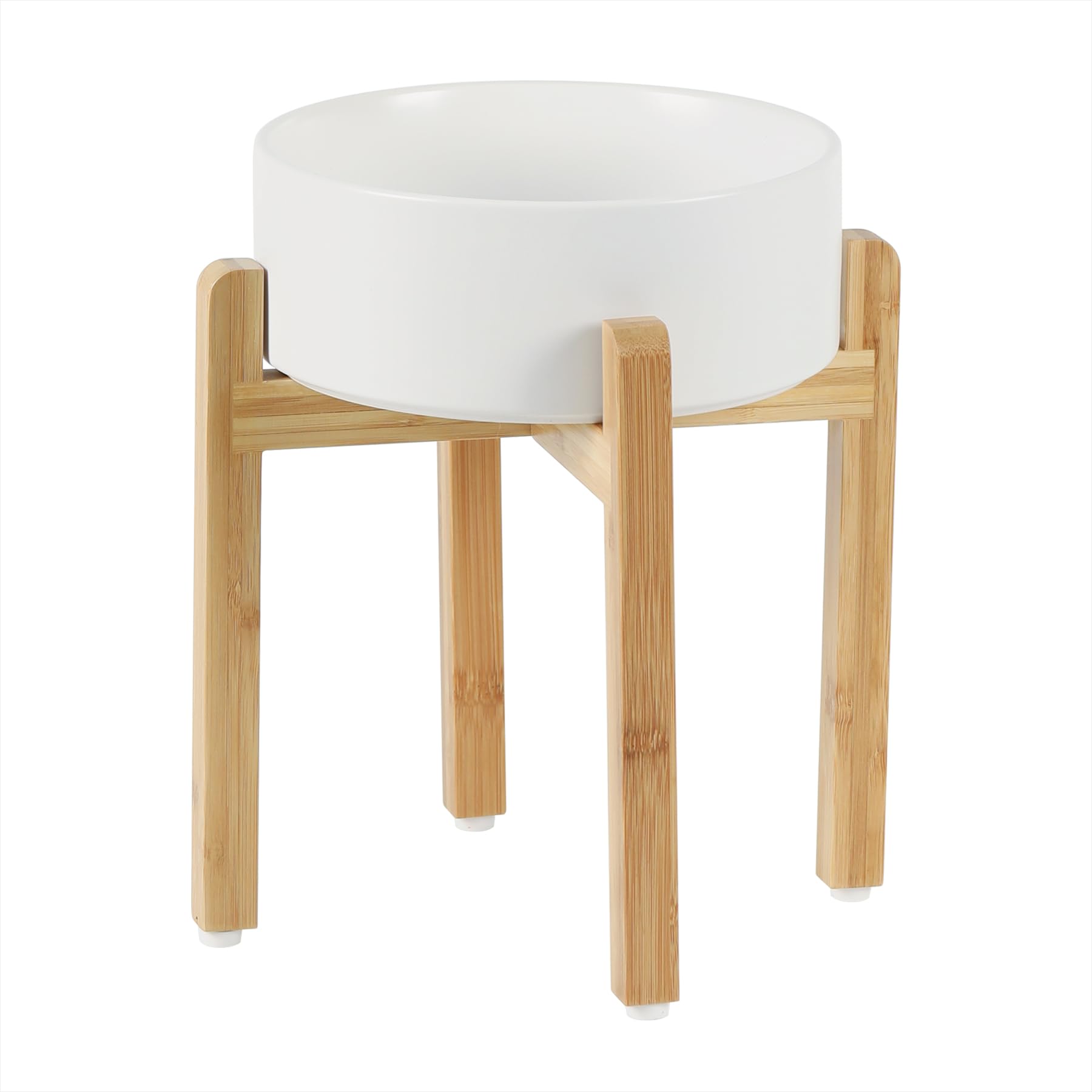 Havniva Ceramic Raised Dog Bowl Set, Elevated Dog Bowl with Stand, Food and Water Bowl for Large Breed Dogs, Weighted Pet Dishes(8.2'',60OZ, White)