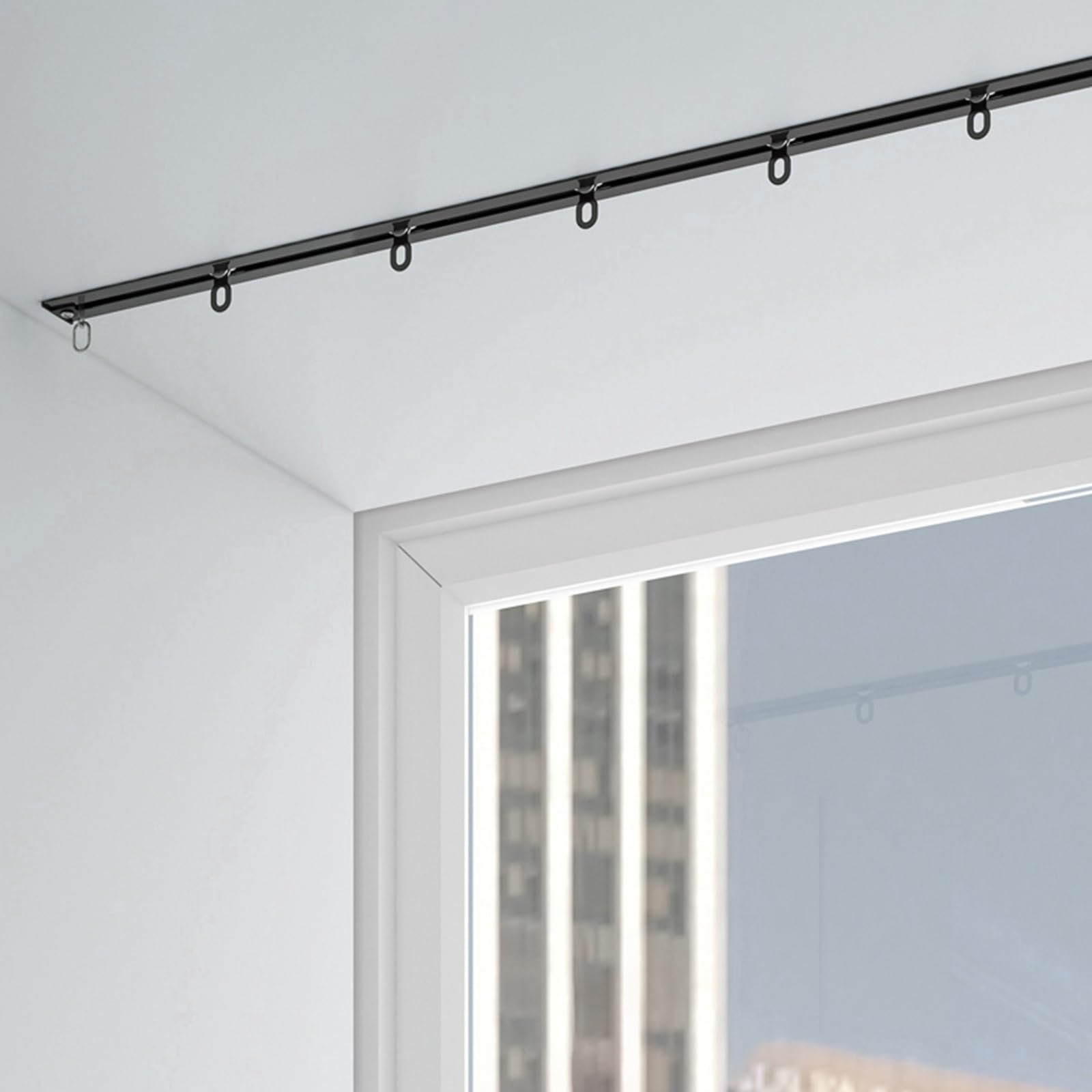 Rail de Rideau Encastré, Tringle à Rideau Caché Aluminium Plafond | Système Rail Robuste avec Roulettes Silencieuses, Pour Séparation De Pièce Et Fenêtres Balcon(Noir,240cm/7.8ft(2*120cm))