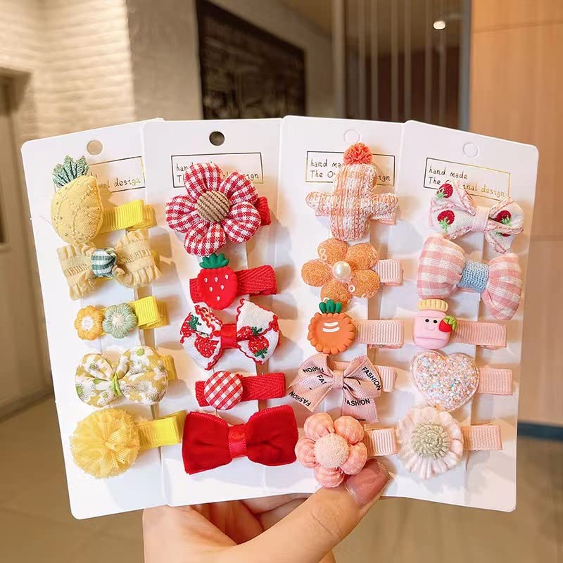 【パイナップル柄リボン】ベビーヘアクリップ　キッズヘアクリップ　ヘアピン パイナップル柄リボン】ベビーヘアクリップキッズヘアクリップ