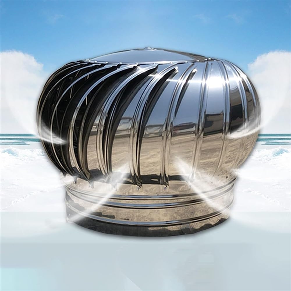 Chimney Cowl， Stainless Steel Turbine Vent for Dryer/Metal Roof/Shed Roof/Garden Sun Room(160mm/6.3 in)