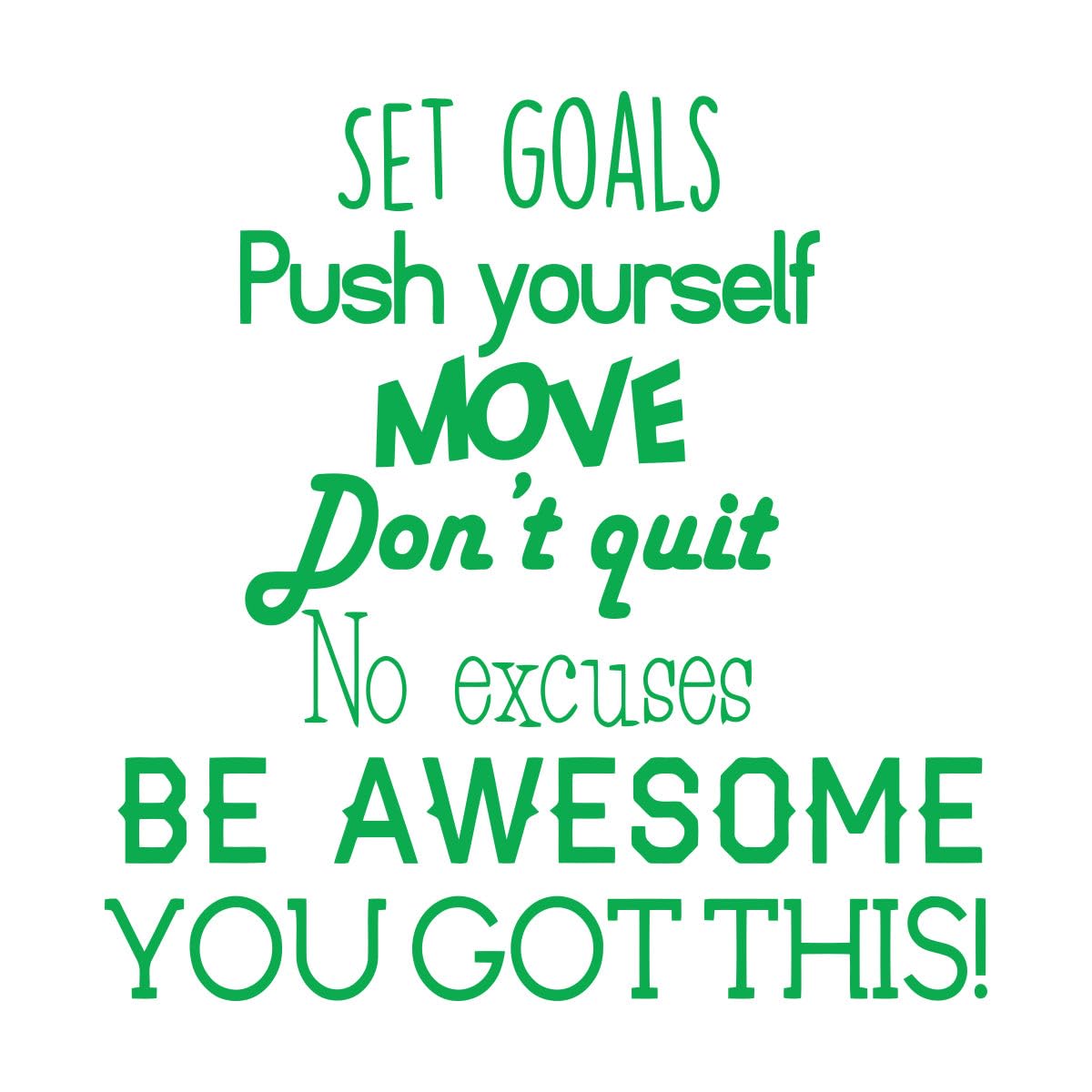 Set Goals Phrase Wall Decal Teen Room Home Decor Inspirational Quotes Vinyl School Classroom Office Interior Wall Stickers Extra Large - 70x70cm