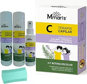 Kit Piolho Combate Piolhos E Lêndeas Creme De Pentear Sem Enxague Condicionador Spray Capilar M Mari's Auxilia Remoção Solta Lêndea Rotina Escolar