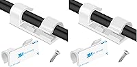 Vista 10 de XHF 50 piezas de clips de cable autoadhesivos medianos blancos, clips de cable para gestión de cables y organizador de cables para debajo