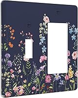 Vista 81 de Placa Cubierta de Interruptor de Luz de Palanca Individual con Diseño de Flor Botánica en Tablero de Madera Rústico Estilo Granja - Placa de Pared