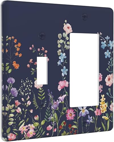 Miniatura 81 de Placa Cubierta de Interruptor de Luz de Palanca Individual con Diseño de Flor Botánica en Tablero de Madera Rústico Estilo Granja - Placa de Pared