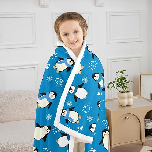 Miniatura 4 de Manta de pingüino kawaii, manta de invierno con diseño de pingüinos, manta de invierno con diseño de animales antárticos para niños y niñas, manta