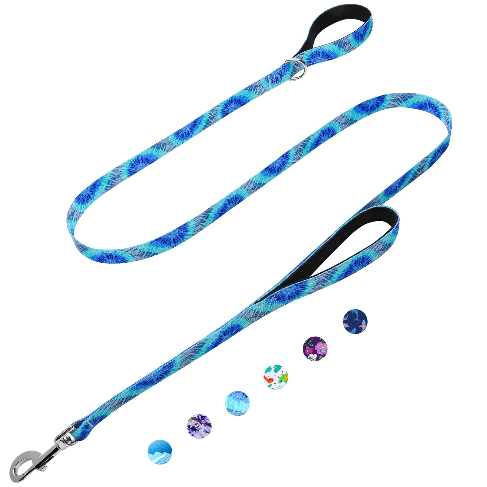 Fidohug 6 Foot Dog Leash for Medium Large Dogs, Heavy Duty Blue Dog Leash with 2 Padded Handles, Walking Training Lead for Medium and Large Dogs, Tie