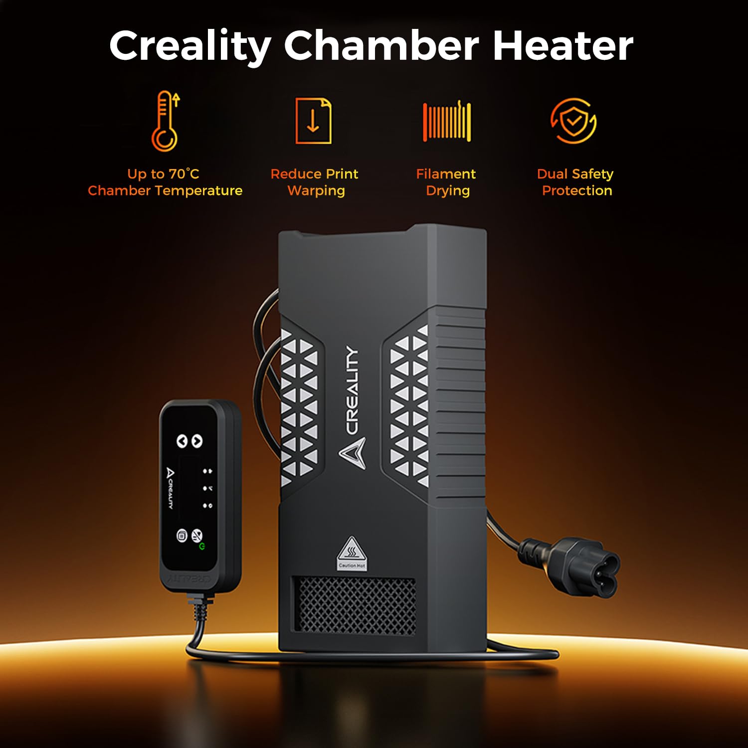 Creality Chamber Heater,Up to 70℃ Chamber Temperature,Reduce Print Warping,Filament Drying,Dual Safety Protection,Quick Installation, Compatible with K2 Plus/K1C/K1 SE/K1/K1 Max 3D Printer