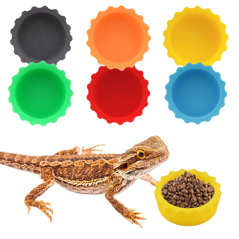 Gamelle reptile en silicone anti-évasion lot de 6 mangeoires mini pour lézard et grenouille