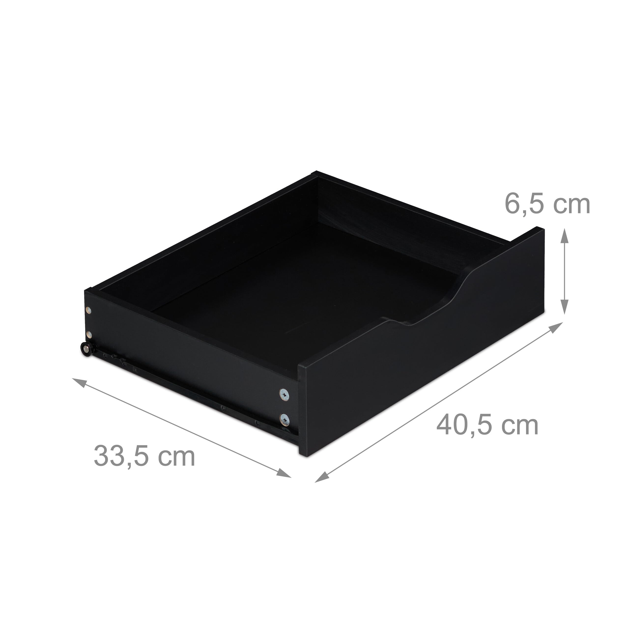 Relaxdays Mesa Impresora, 5 Cajones, 66,5x48x39,5 cm, Cajonera Oficina con Ruedas, Mueble Despacho, Negro/Marrón