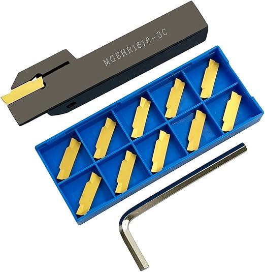 Lathe Grooving Tool Holder Grooving Cut-Off Tool Holder MGEHR1616-3 With 11pcs MGMN300-M Indexable Carbide Grooving Inserts