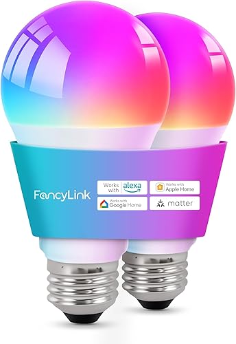 Miniatura 10 de Matter - Bombillas inteligentes, bombilla que cambia de color, requiere concentrador, A19 60W, WiFi de 2.4 GHz, compatible con Alexa Google