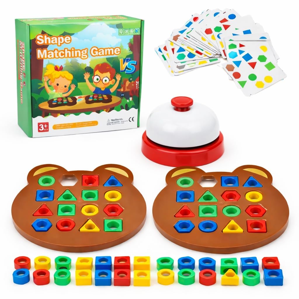 Sky Tech® Geometric Shape and Color Matching Puzzle Board Game with Bell for Kids 3+ Years | Sensory Educational, Fun and Learning Toy for Children | Ideal for Gifting