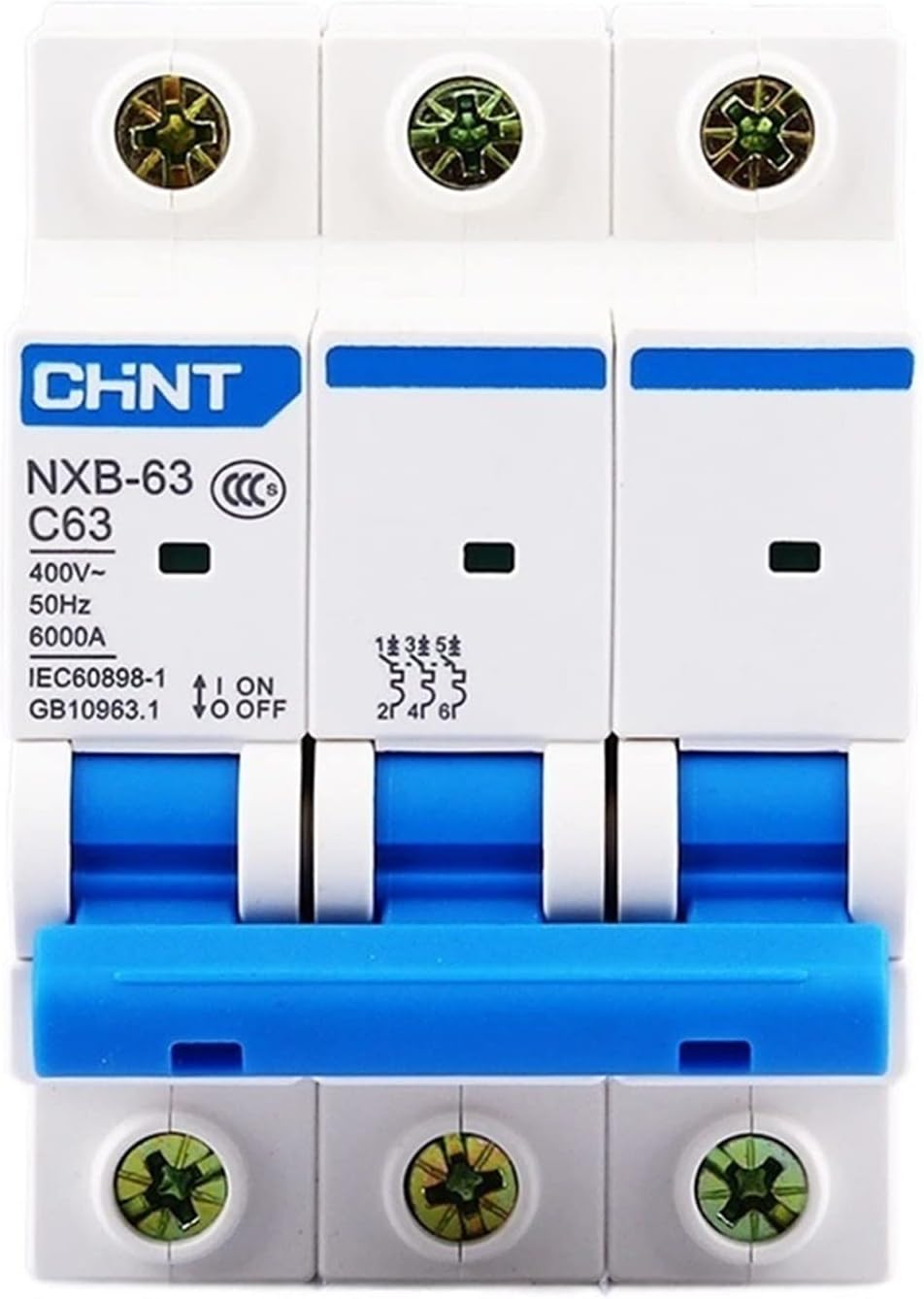 NXB-63 3P AC 230/400V Miniature Circuit Breaker C 6 10 16 20 25 32 40 63A Overload Protector DZ47 C Style Air switches (Size : 3P, Color : 100A)