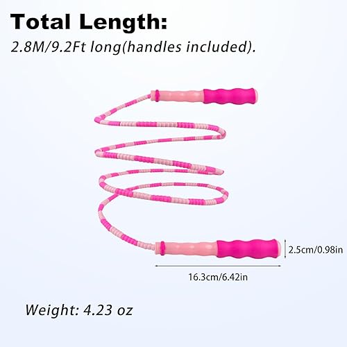 Miniatura 3 de Cuerdas de saltar con cuentas suaves, cuerda de saltar de longitud ajustable, cuerda de salto segmentada sin enredos para ejercicio de niños y