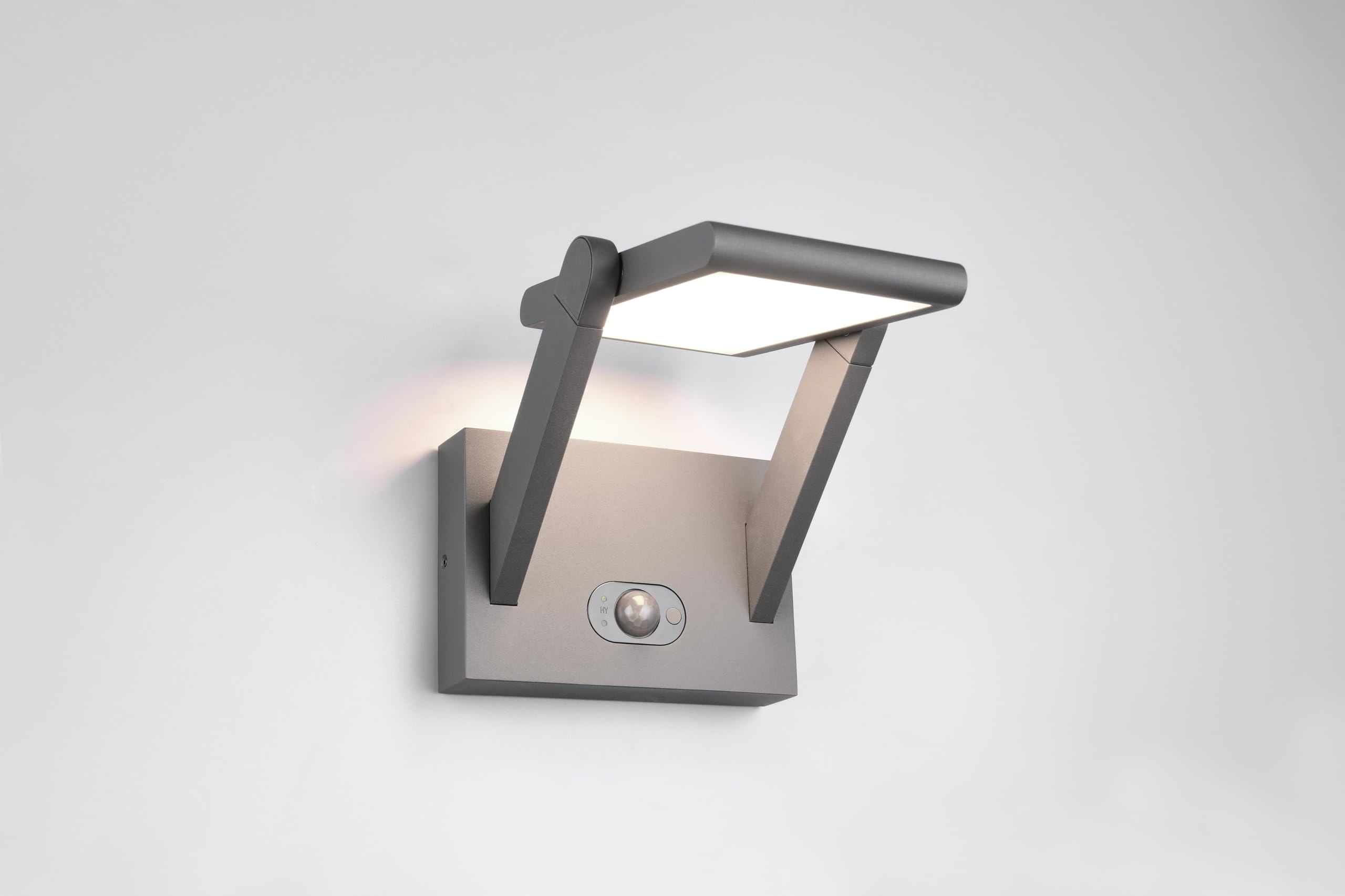 Trio Leuchten LED Außen Wandleuchte Malawi 253769142, Aluminium Druckguss Anthrazit, 5 Watt LED, Hybrid Solar/Netzbetrieb, Dämmerungssensor, Bewegungssensor