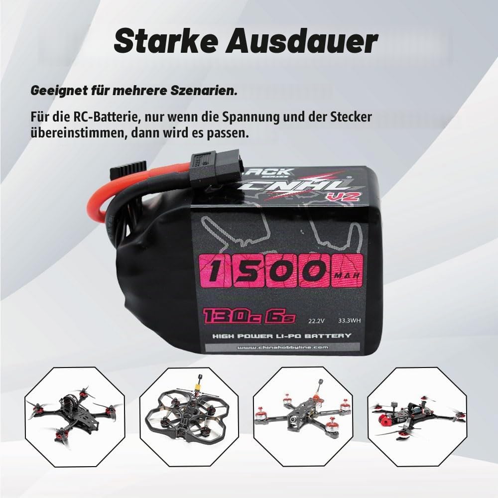 CNHL Black Series 6S 1500mAh 22,2V 130C Lipo Akku für Vortex LRC Freestyle V1 RC Boot Heli Flugzeug UAV Drone FPV Multi-Motor Hobby DIY Teile