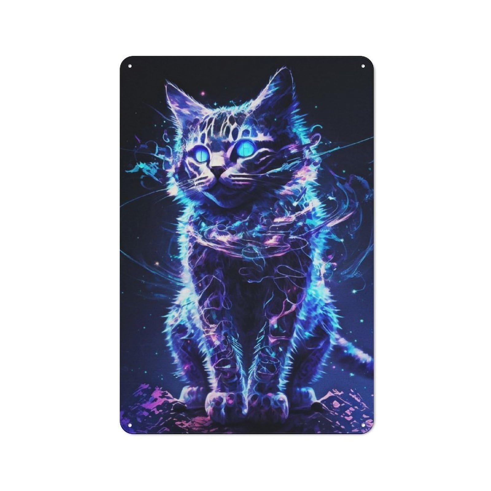 Junmoney Paint Glitching Cat Tin Wall Plaque 30X20cm With For Pub Or Café, For Collectors Of Retro Metal Wall Decor