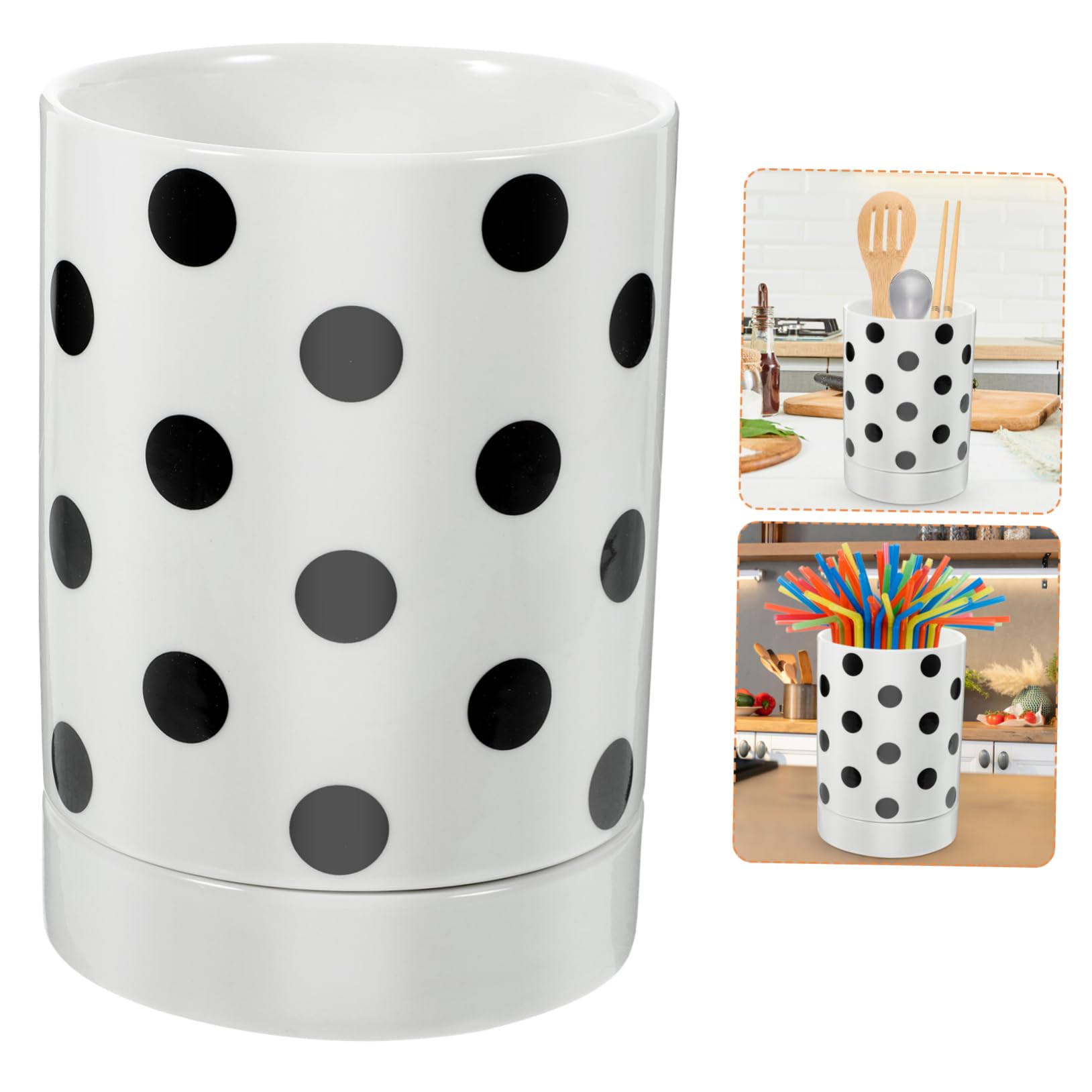 Cabilock Soporte Capa de Cerámica para Utensilios Doble Cocina Escurridor y Accesorio Funcional Almacenamiento para Palillos Cubiertos para Encimera