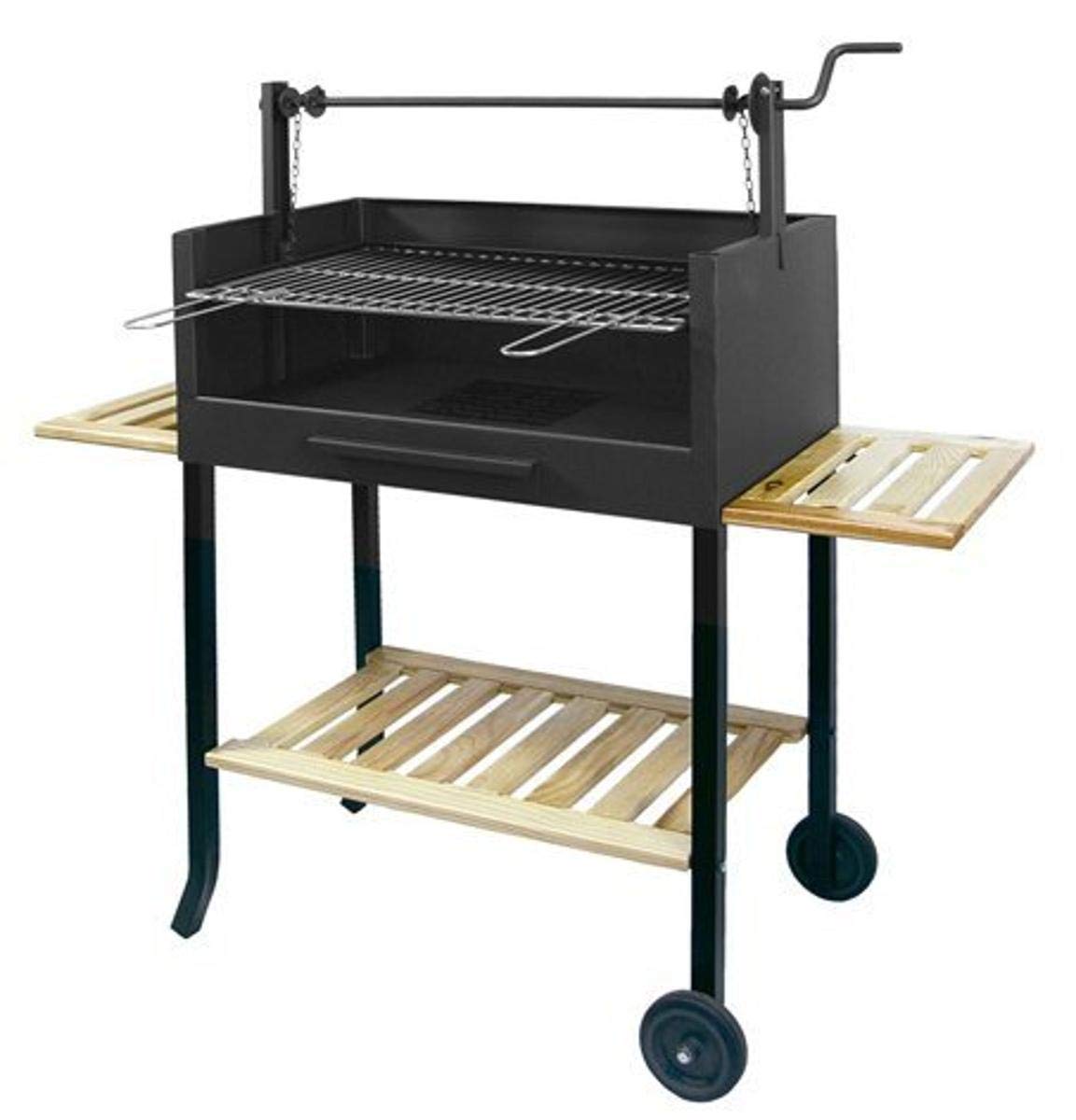 IMEX EL ZORRO 71504 - Barbacoa con Ruedas, Elevador, Parrilla cincada y Bandeja de Madera (73x40x117 cms.)