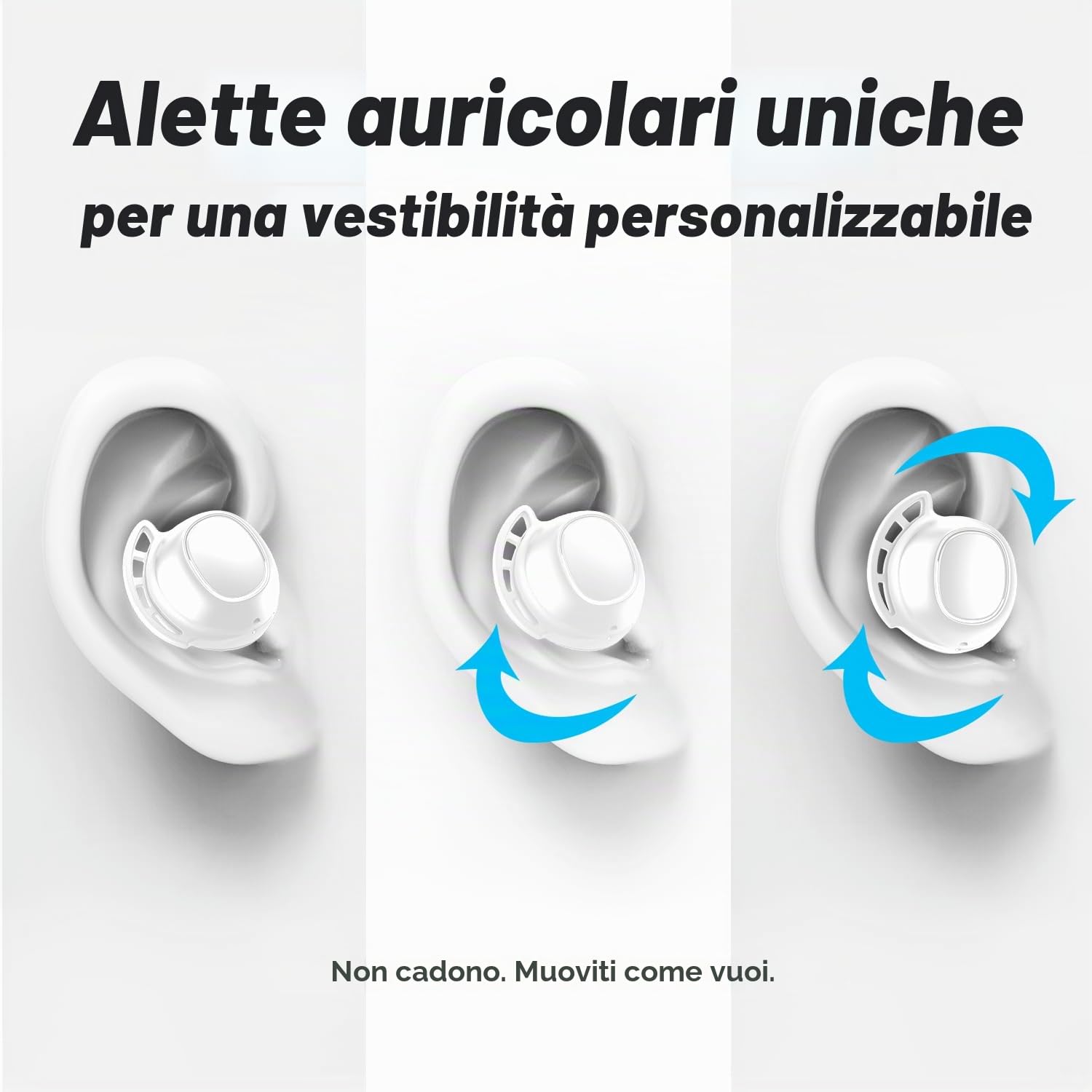 Tribit FlyBuds 3 Cuffie Bluetooth in-ear, 110 ore, auricolari wireless | Bassi profondi, BT 5.3, comandi touch, 4 microfoni ENC, IPX8 impermeabile, EQ personalizzato, lavoro, studio, sport, bianco