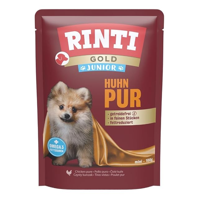 RINTI - Gold Junior - Comida húmeda con aceite de salmón para perros jóvenes en crecimiento. Alimento…