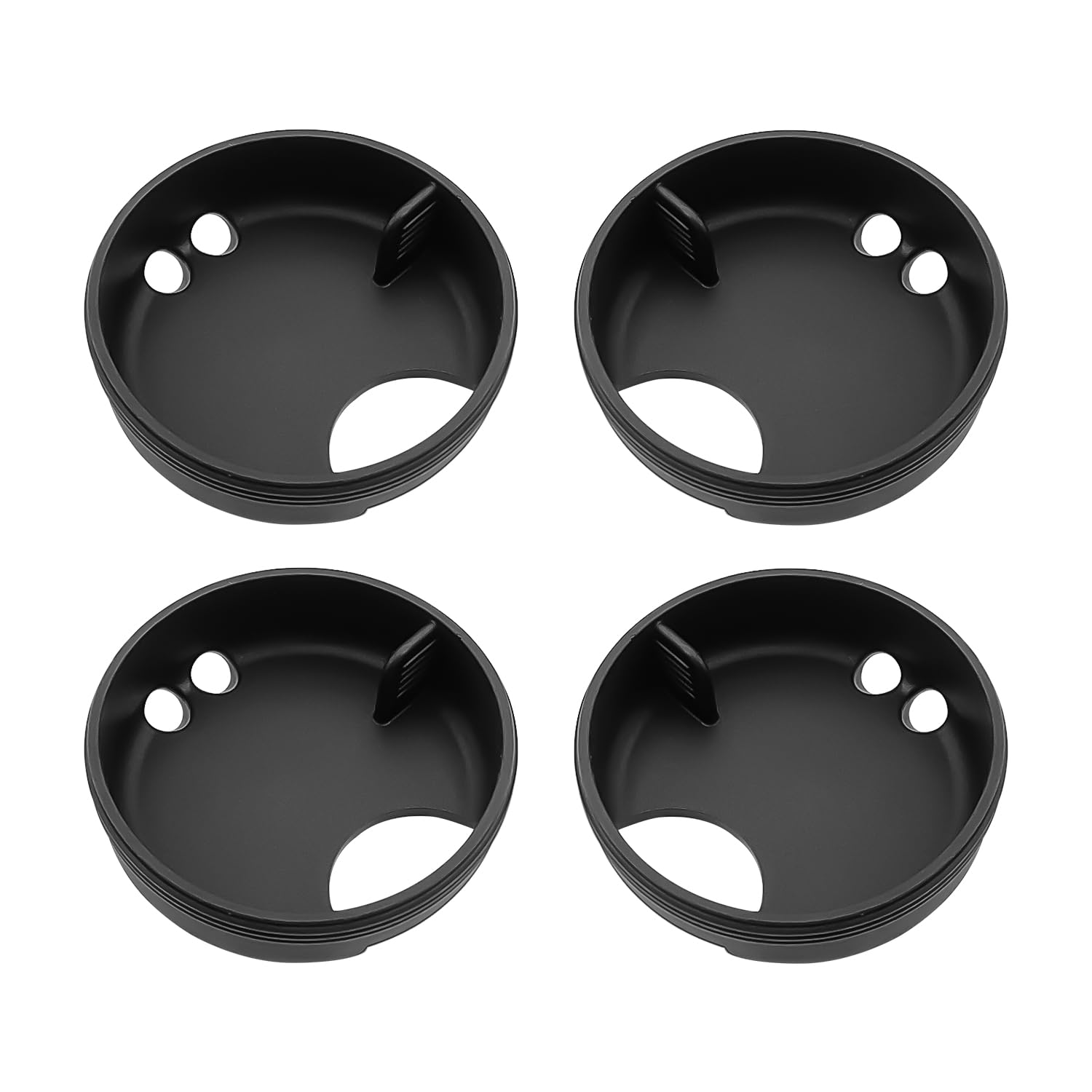 Bojueshaw Black 4Pcs Silicone Splash Guards Easy Sipper For Wide Mouth Water Bottles,53Mm Anti-Spill Inserts Lid With Finger Grip For Nalgene 32Oz Bottles(Black)