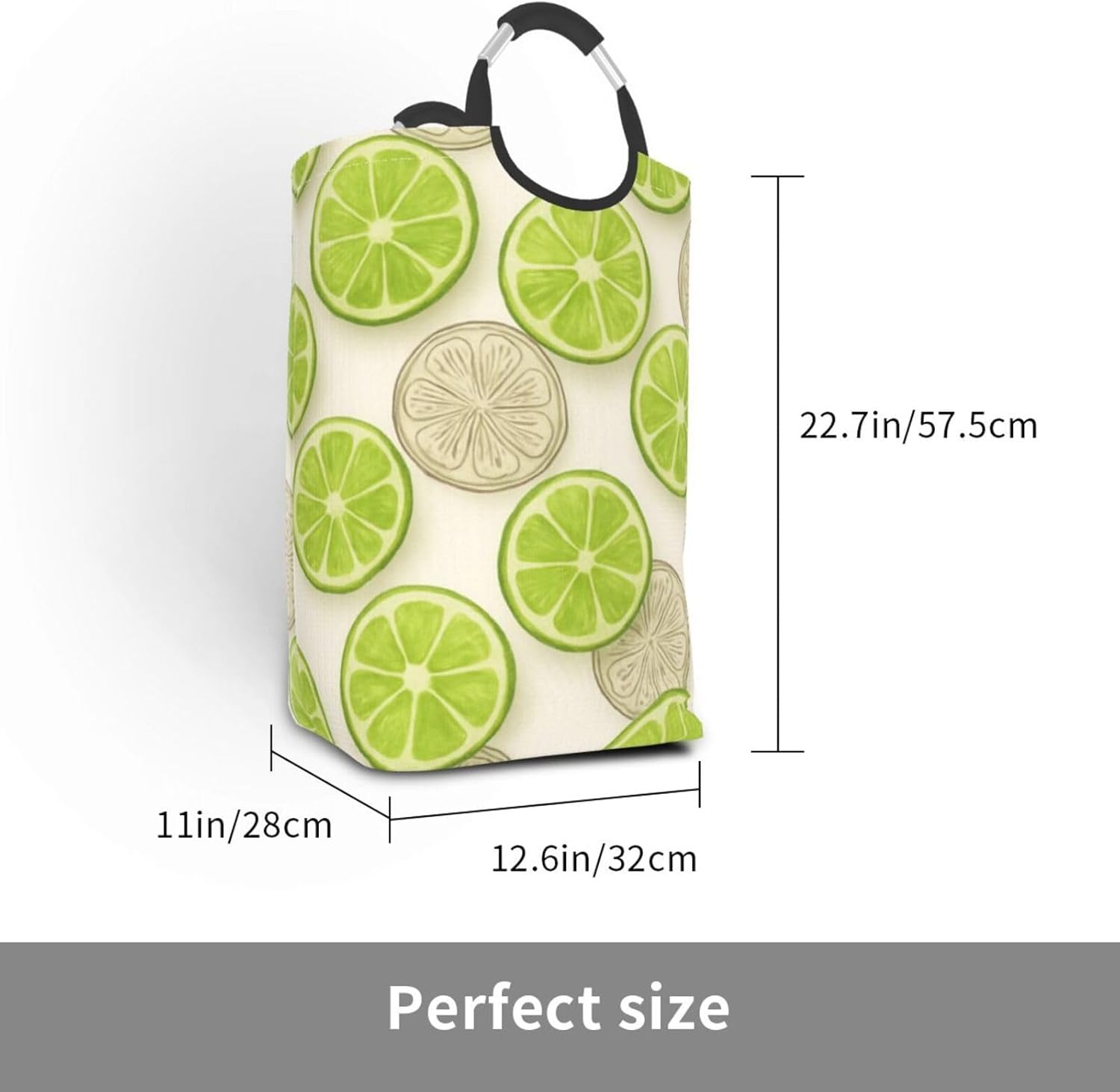 50l Laundry Basket Lime Slice Pattern Waterproof Laundry Hamper Foldable Clothes Laundry Bag With Handles