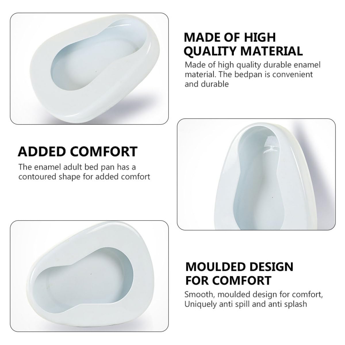 DOITOOL Bettpfanne Design Emaille Ergonomischer aus Form Tragbare mit Praktisches für Bettlägerige Ältere Menschen und Schwangere für Heimgebrauch