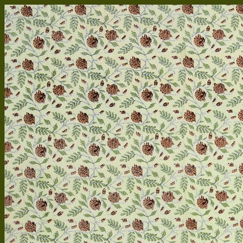 Image of BLOCKS OF INDIA 100% Cotton Dohar King Size Reversible Hand Block Printed Malmal Summer Dohar /Blanket (Open Green Motifs)