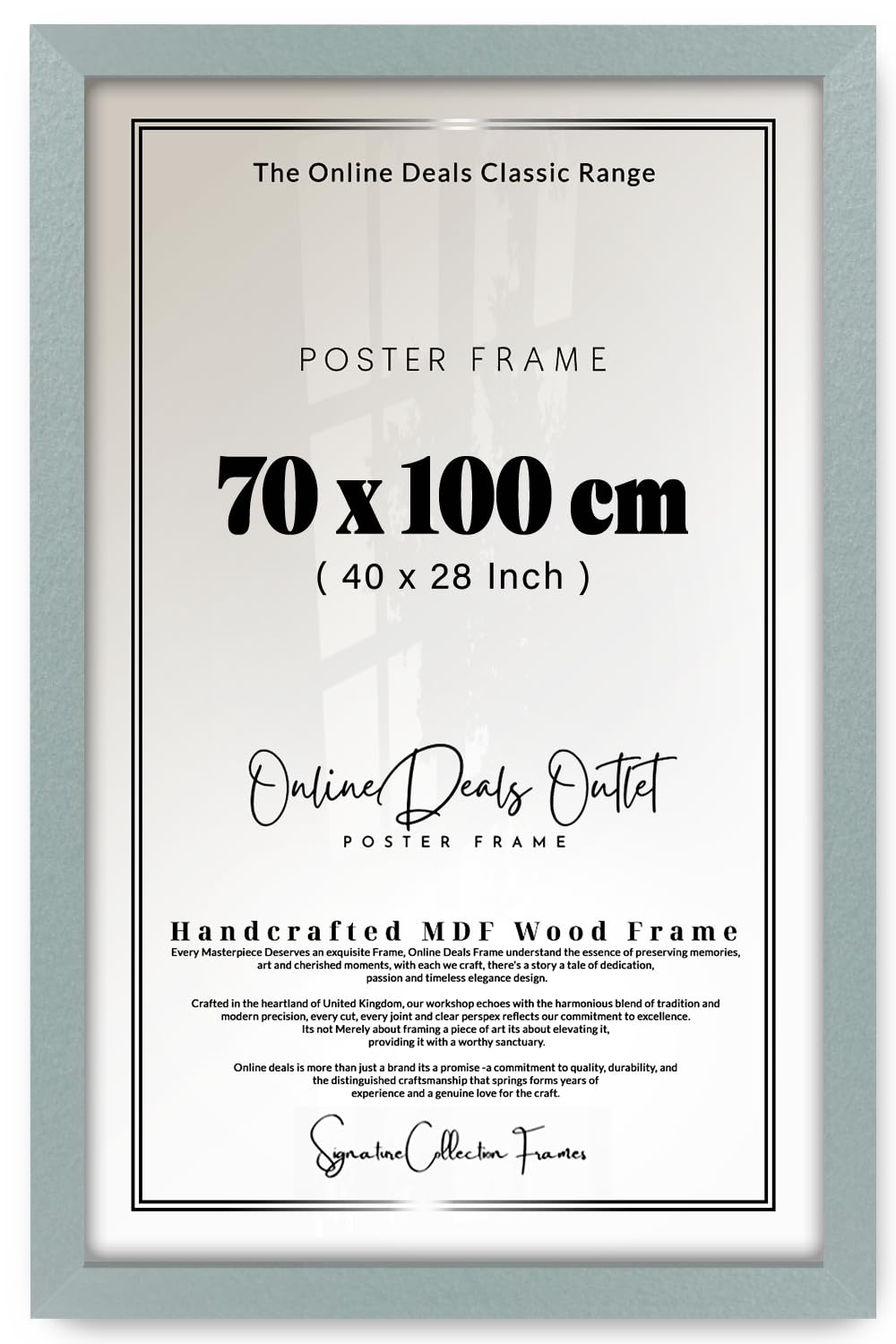 Online Deals | MDF Poster Frame (70 x 100 CM) 100 cm x 70 cm for Posters, Digital & Album Covers, Sturdy MDF Build, Horizontal & Vertical Hanging Hooks [ Silver ]