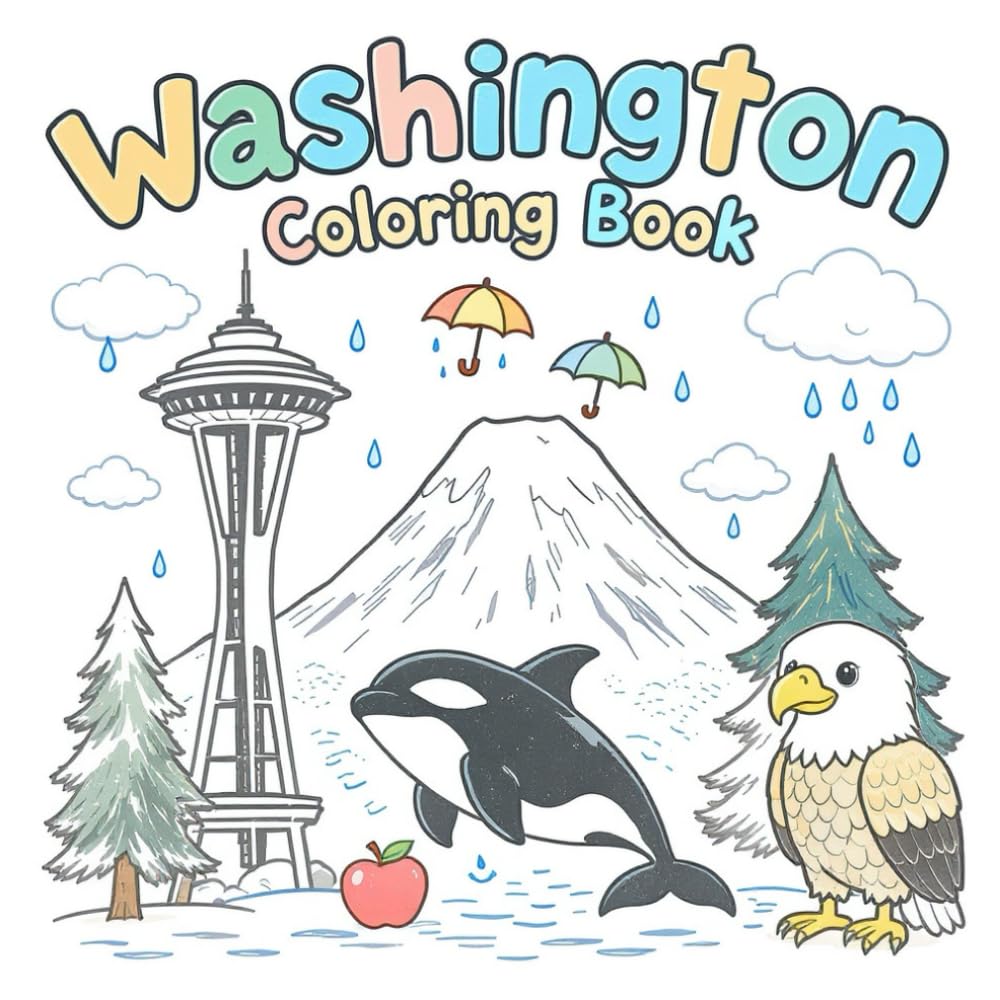Washington Coloring Book: Easy and Educational Designs of the Evergreen State (The color of your state coloring book)