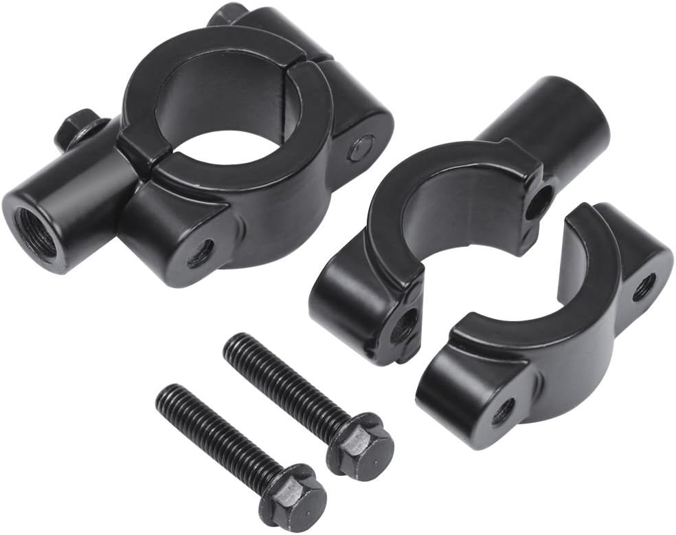 Universal 10mm Bike Rear View Side Mirror Handlebar Clamp | Motorcycle Mirrors Bracket Holder | Motorbike Mirror Mount Adaptor | Motorbike Accessories (1 Pair, Black)