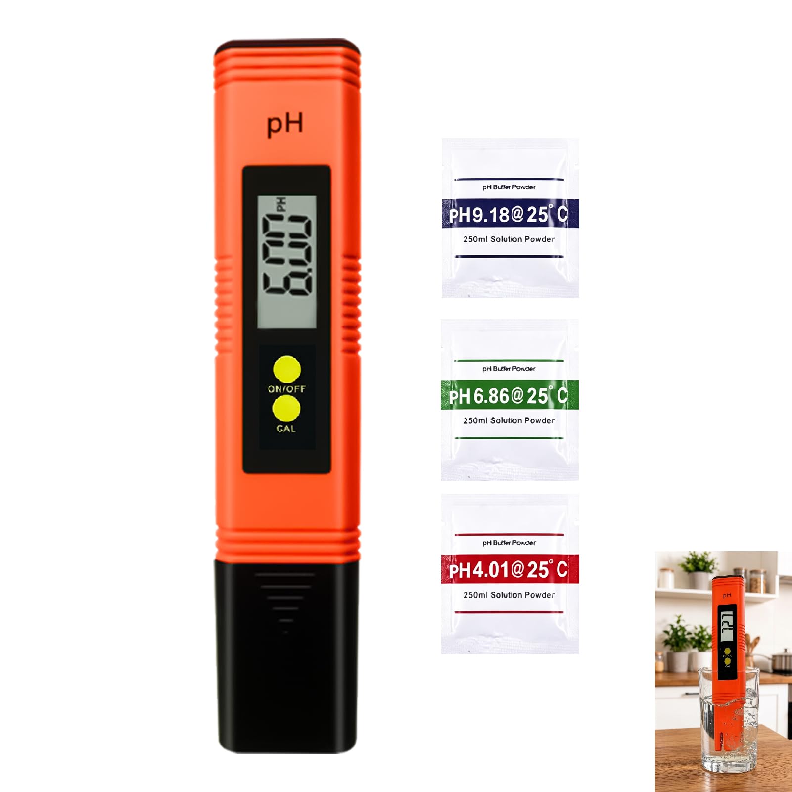 Professionelles digitales pH-Messgerät, pH Meter 0,00–14,00, hohe Genauigkeit 0,01, mit automatischer Kalibrierung, LCD-Display, tragbarer Wasserteststift für Aquarium, Pool, Spa, Hydrokultur