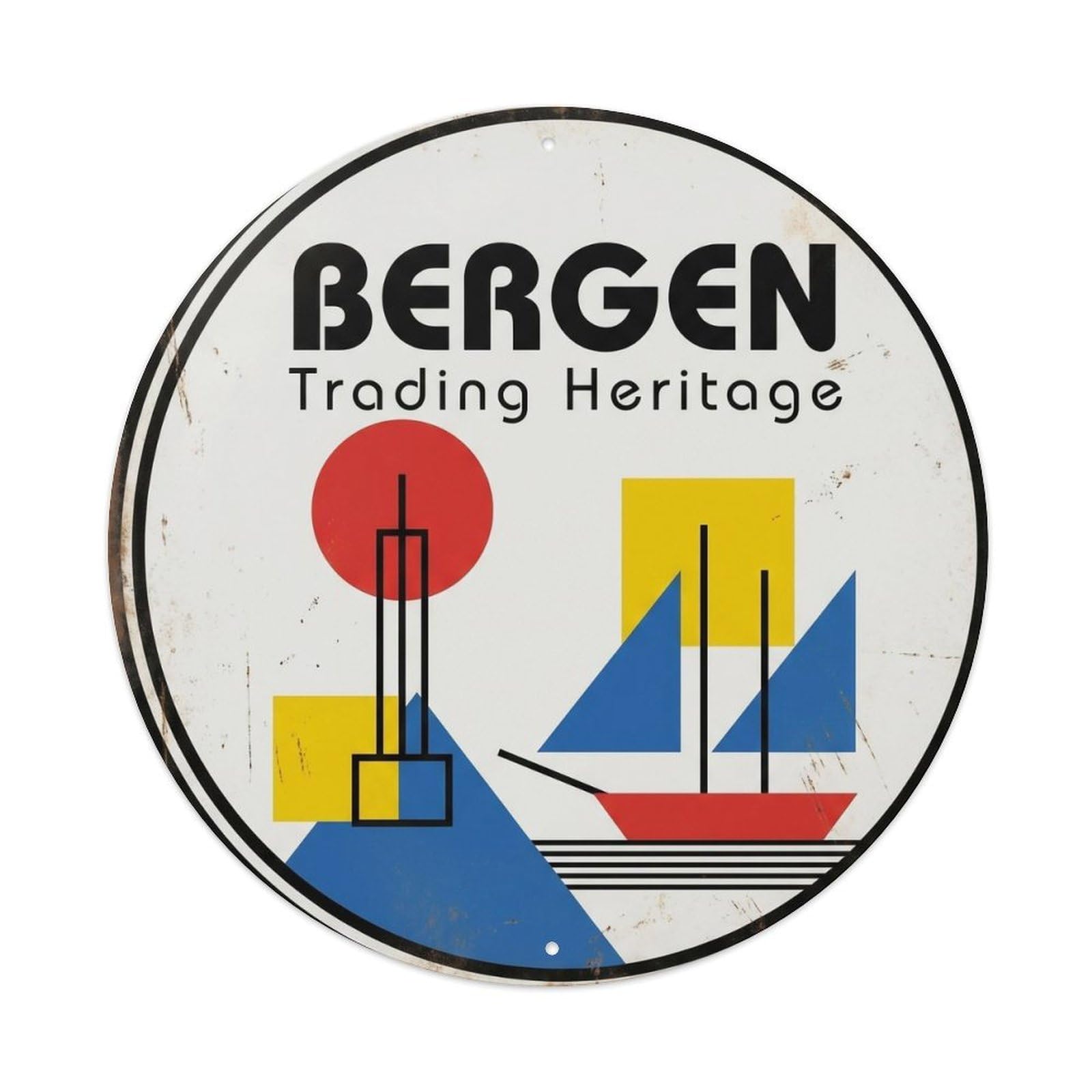 Vintage Travel Harbor Bergen Metal Tin Sign