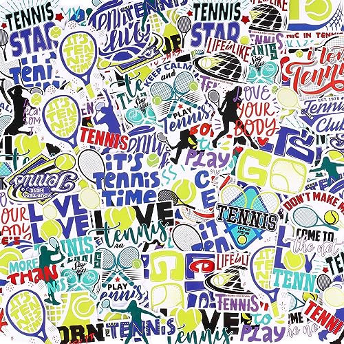 Outus 200 Pcs Tennis Stickers Water Bottle Decals Motivational Waterproof Vinyl Tennis Party Favors Sports Stickers Gift for Laptop Luggage Cup Computer Mobile Phone Skateboard Guitar Decor, 25 Styles