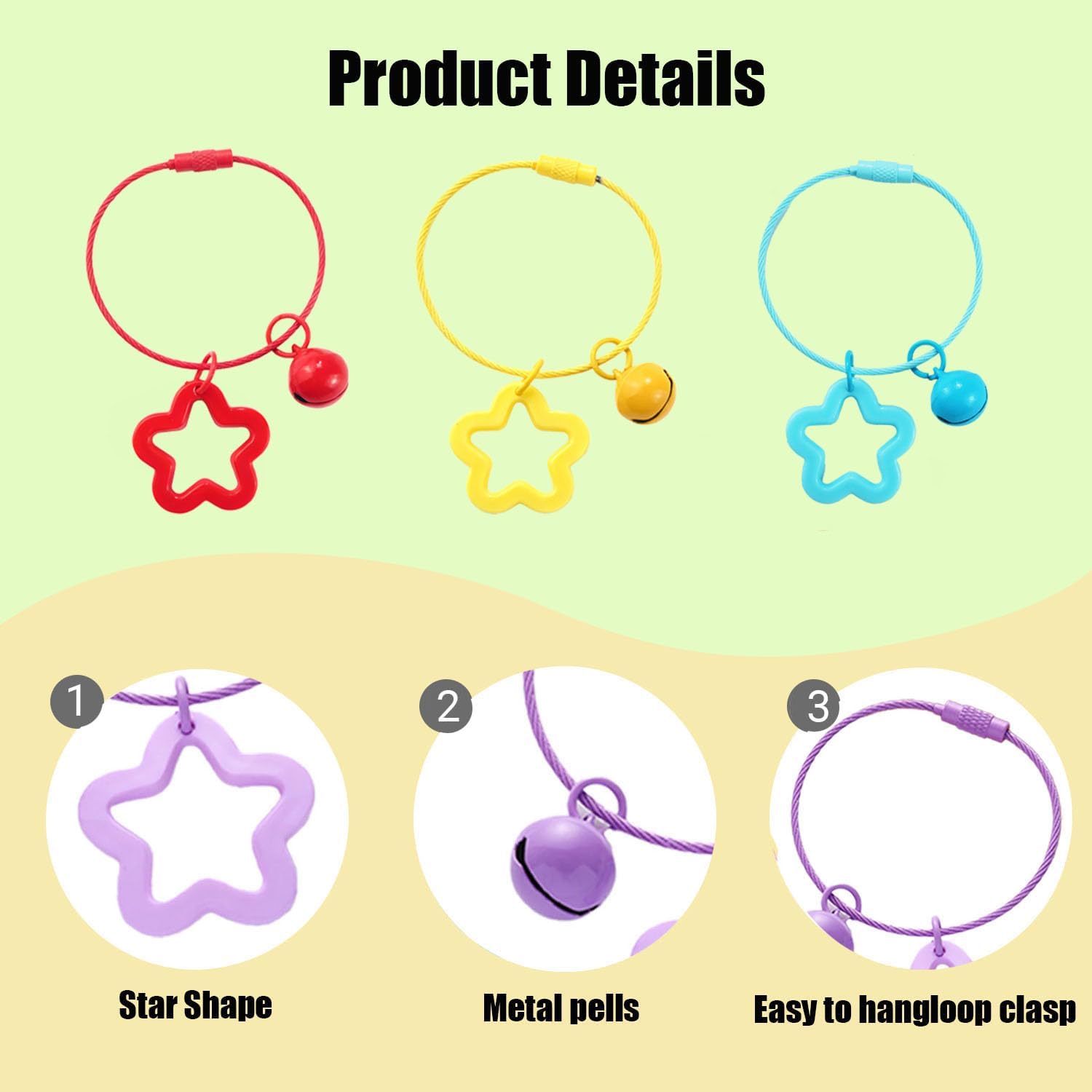 Christmas Acrylic Star Keychain Decoratives Candy Color Bells Pendant Accessories for Car Keys Purse Lanyards Dog Collar DIY Craft - Image 7