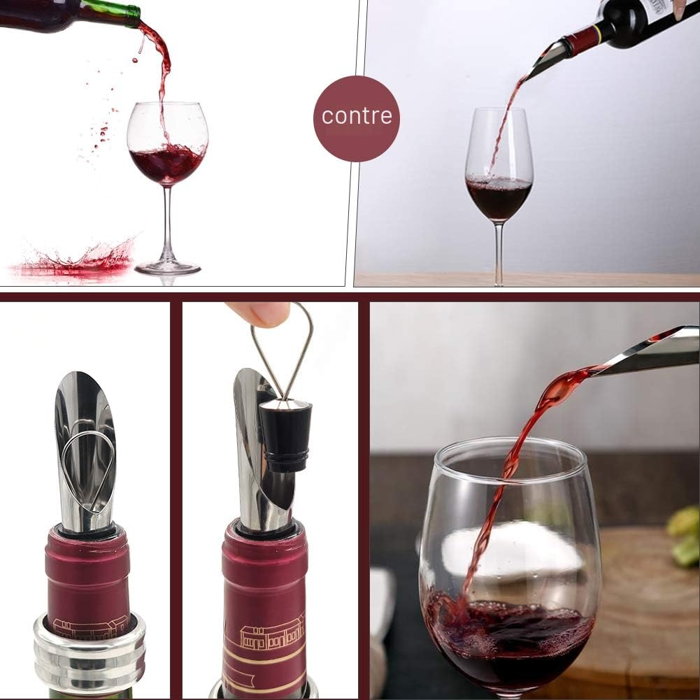 SumDirect Tire Bouchon, Lapin Style 9 Pcs Ouvre-vin avec Coupe-Capsule, Pompe et Thermomètre à Vin Aérateur,Anneaux Anti-Goutte, Bouchon et Verseur Vin
