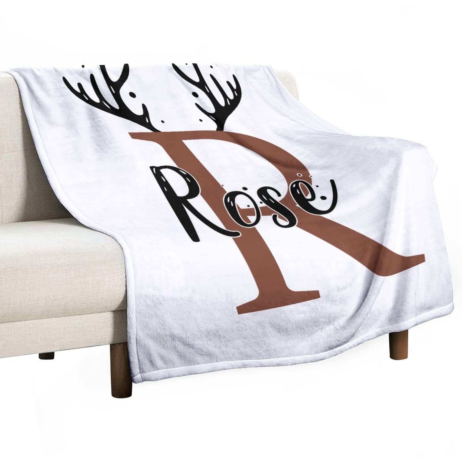 Couverture chaude et douce en peluche 3D avec motif bois de cerf R