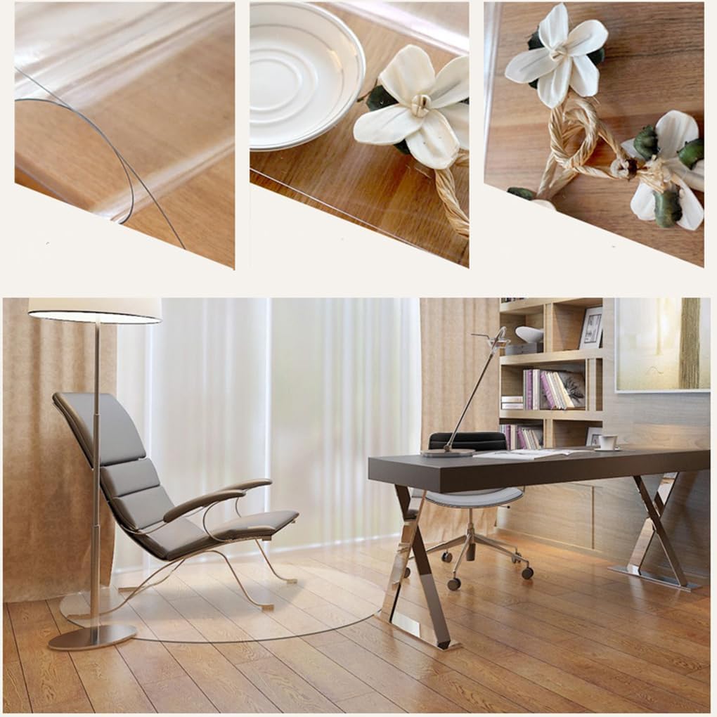 Clear PVC Floor Protector Mat 2mm Thick Multi Purpose Desk Chair Mat for Home and Office Transparent Hard Floor Covering Protects Wooden Floors Large Size
