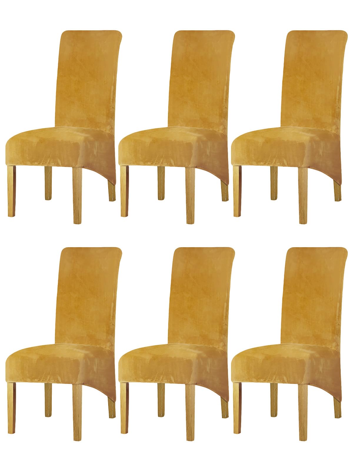 LANSHENG Velvet Dining Chair Covers Set of 6, XL Chair Covers, Gold