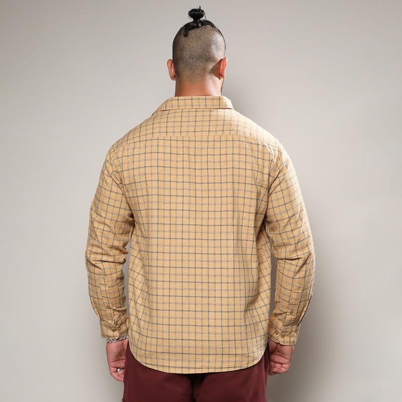 Image of Instafab Plus Men's Shirt for Casual Wear | Spread Collar | Long Sleeve | Button Closure | Plus-Size Fit | Cotton Shirt Crafted with Comfort Fit for Everyday Wear