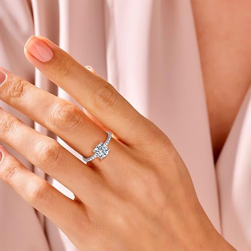 Miniatura 5 de Moissanite Solitaire Engagement Ring for Women Moissanite Wedding Ring 925 Sterling Silver D Color VVSI Clarity Simulated Diamond Rings Anniversary