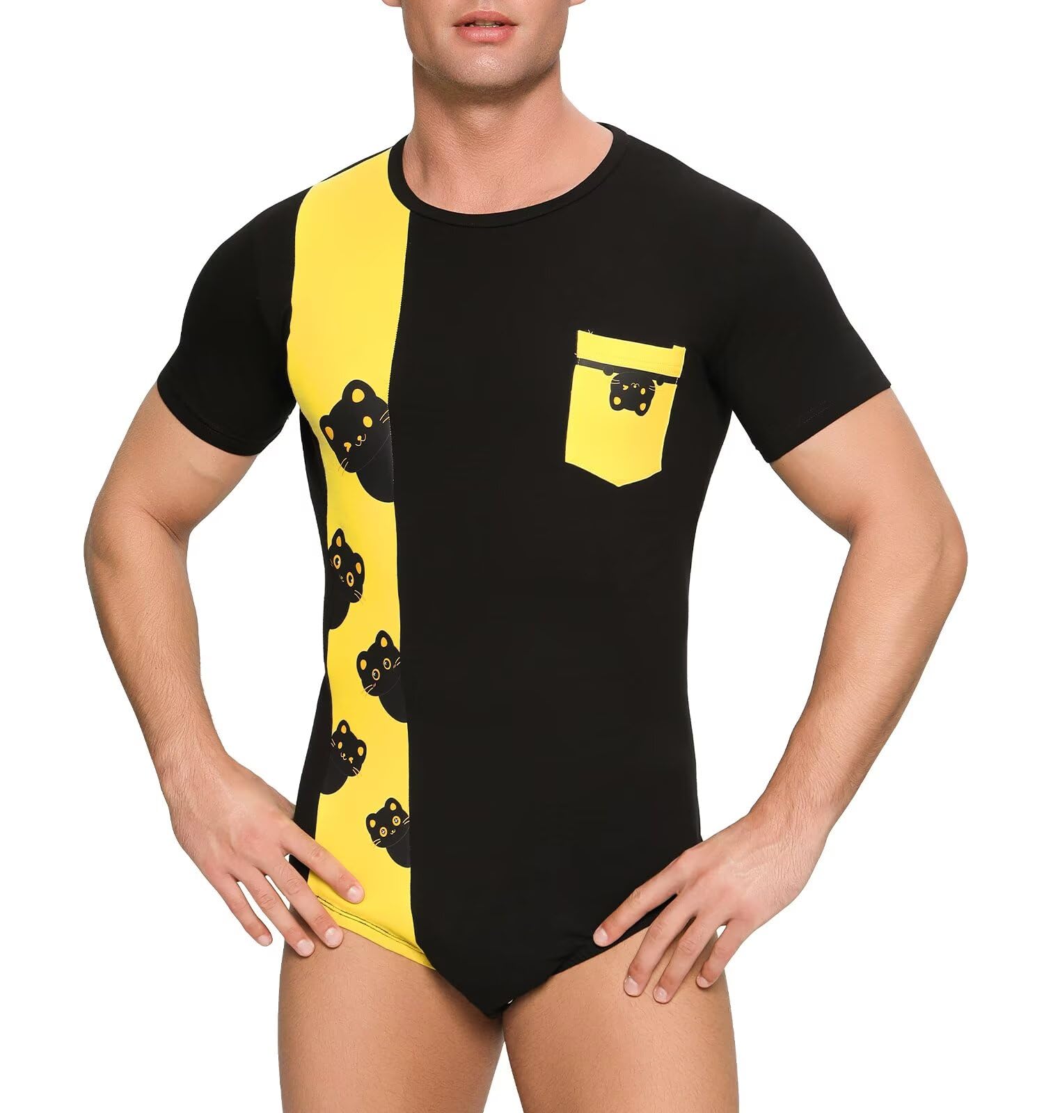Landofgenie Unterwäsche Männer Baumwolle Onesie Herren Body Herren Einteiliger Jumpsuit Bodysuit Tops