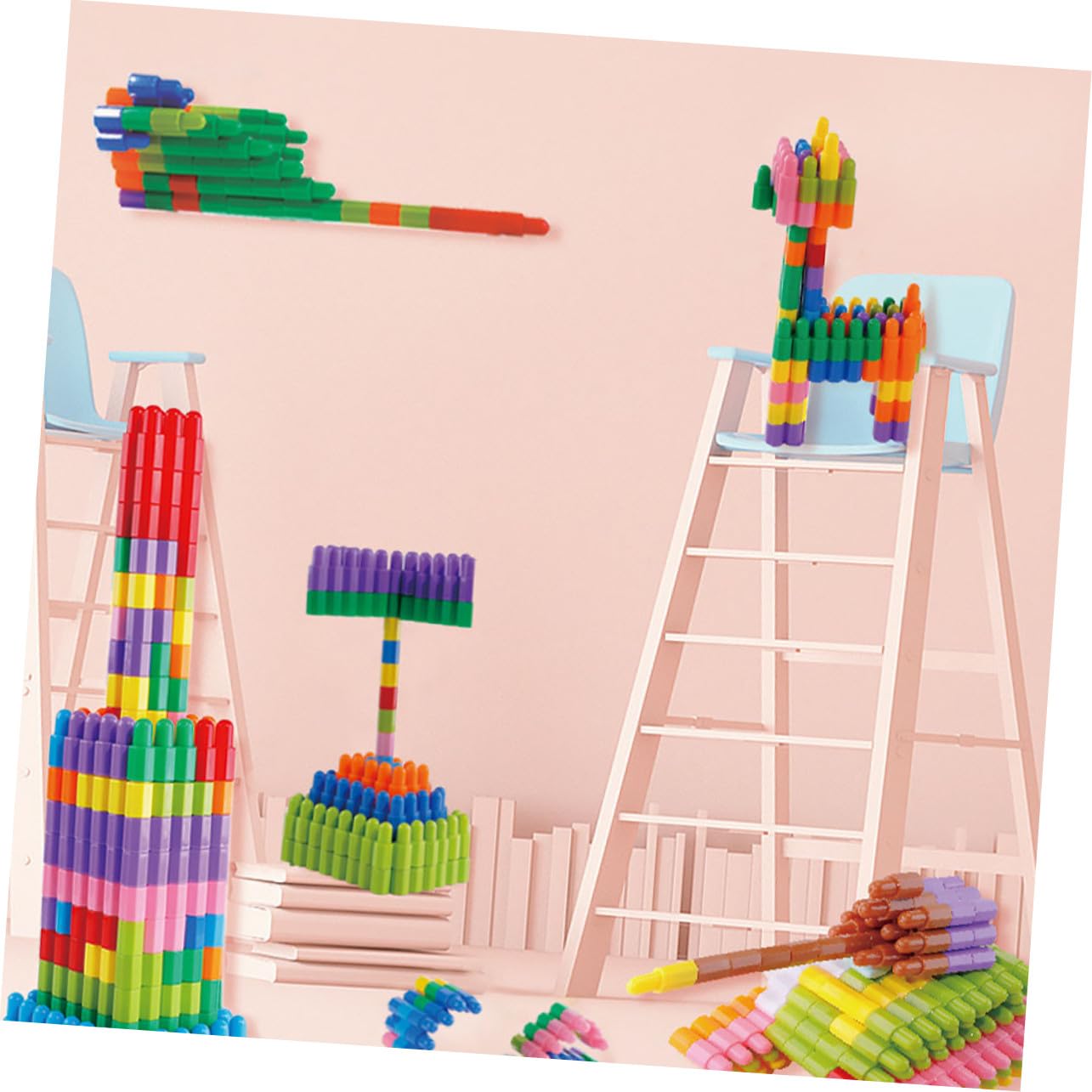 Beaupretty Set 270 Pezzi Mattoncini Costruzioni per Ragazzo Ragazza in Plastica, Educativo e Facile da Tenere, Gioco Creativo per Sviluppo Cognitivo e Divertimento Colore Casuale