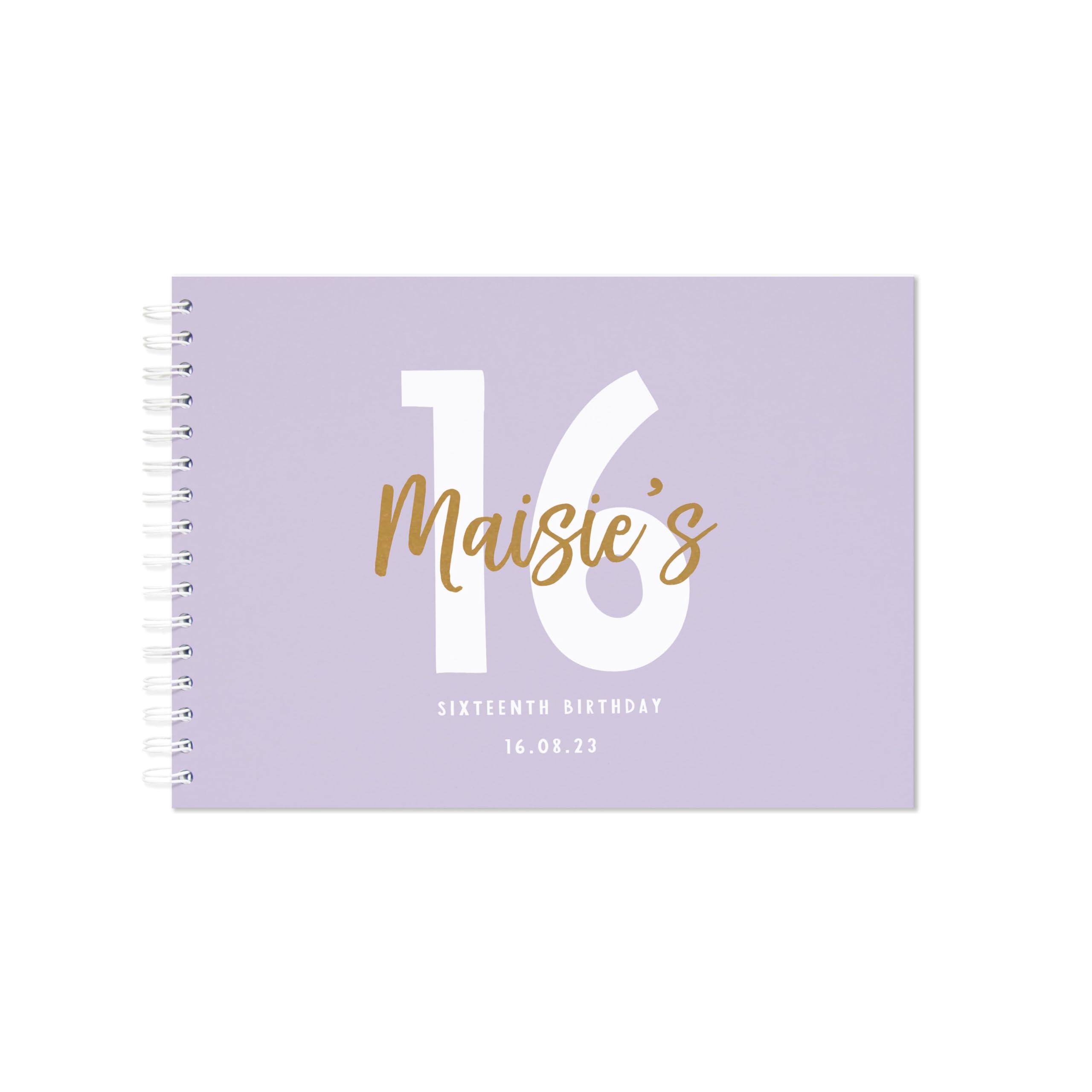 Personalised birthday guestbook | signing birthday guest book scrapbook notebook memories | 30th 40th 50th 60th 70th 80th 90th birthday sign in birthday party decor (A5 Hardback Lilac) — image 1